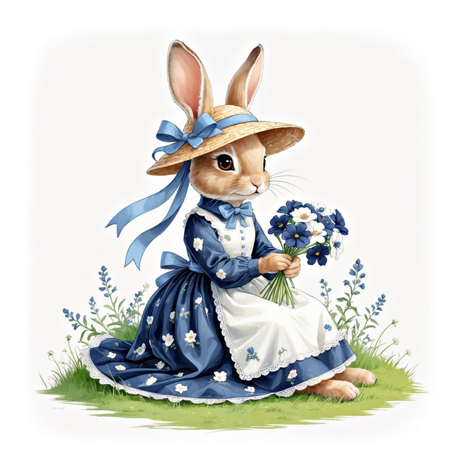 chic rabbit in dress quilt square