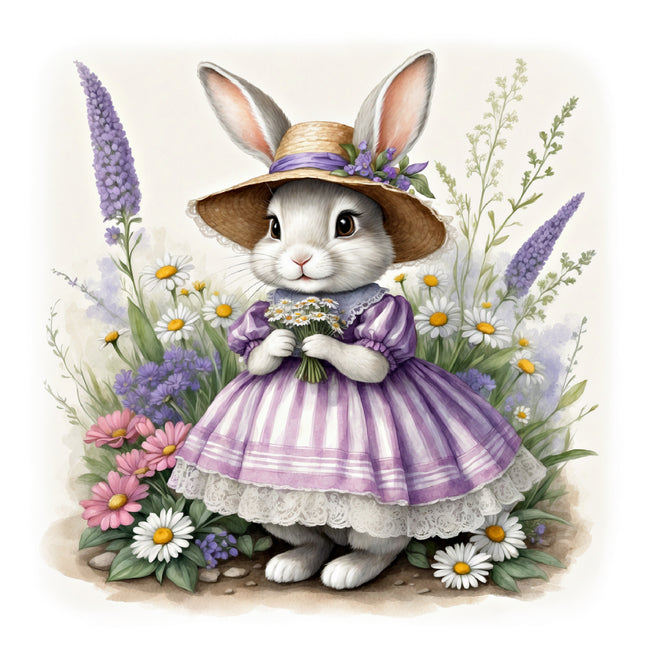 chic rabbit in dress quilt square