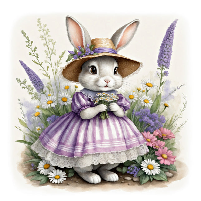 rabbit wearing dress cotton quilt square