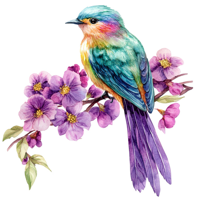 wild bird perched on a branch fabric panel