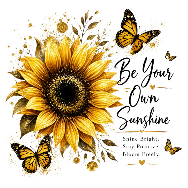 Sunflower with butterflies and motivational quote quilt square