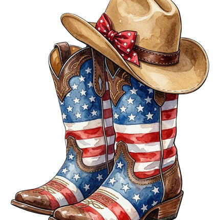 patriotic cowboy boots quilt square