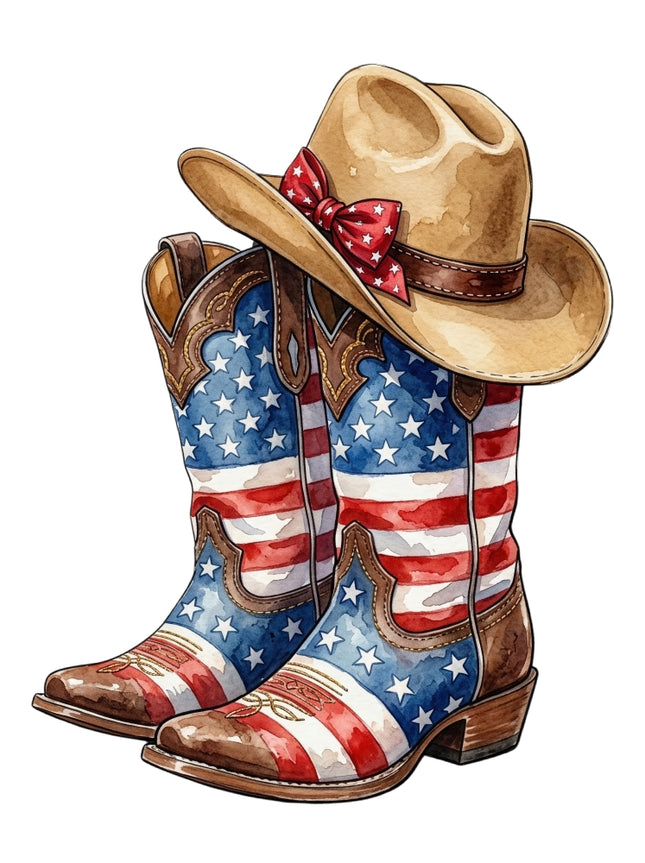 patriotic cowboy boots quilt square