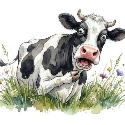 funny humor cow fabric panel