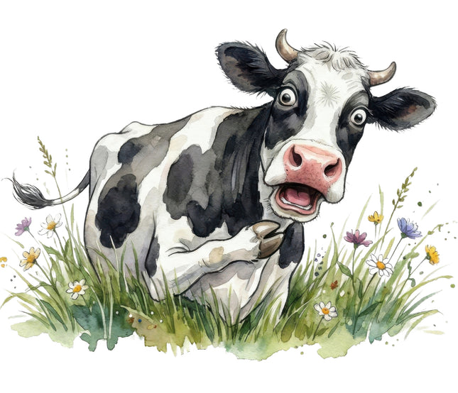 funny humor cow fabric panel