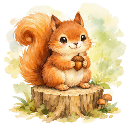 squirrel cotton quilt square