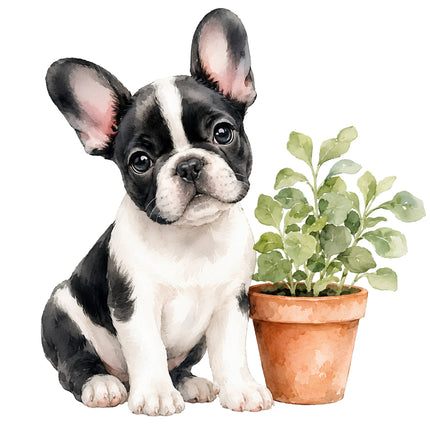 boston terrier fabric panel