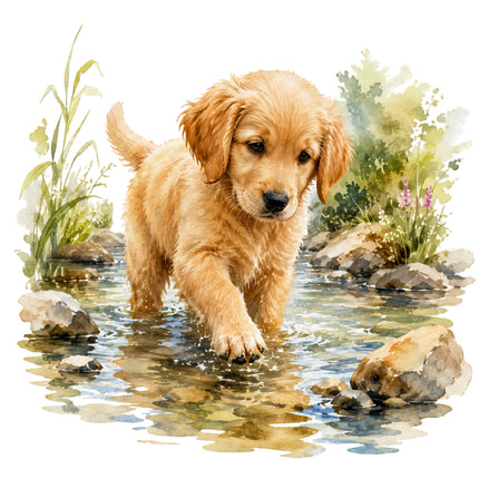 golden retriever fabric panel