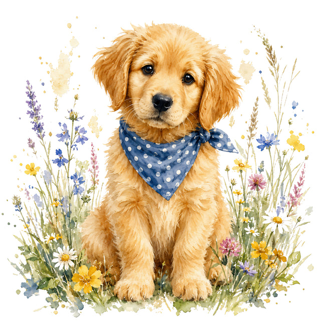 golden retriever puppy quilt square