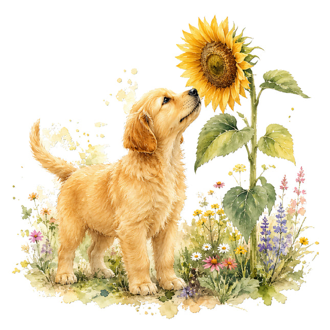 golden retriever puppy quilt block