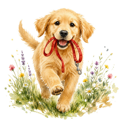 golden retriever puppy fabric panel 