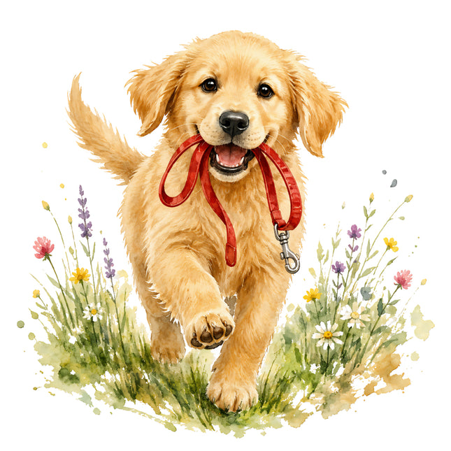 golden retriever puppy fabric panel 