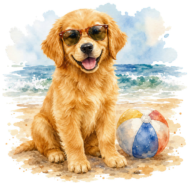 Golden Retriever Puppy 100% Cotton Fabric Panel Block Quilt Square FLIP-AN6093