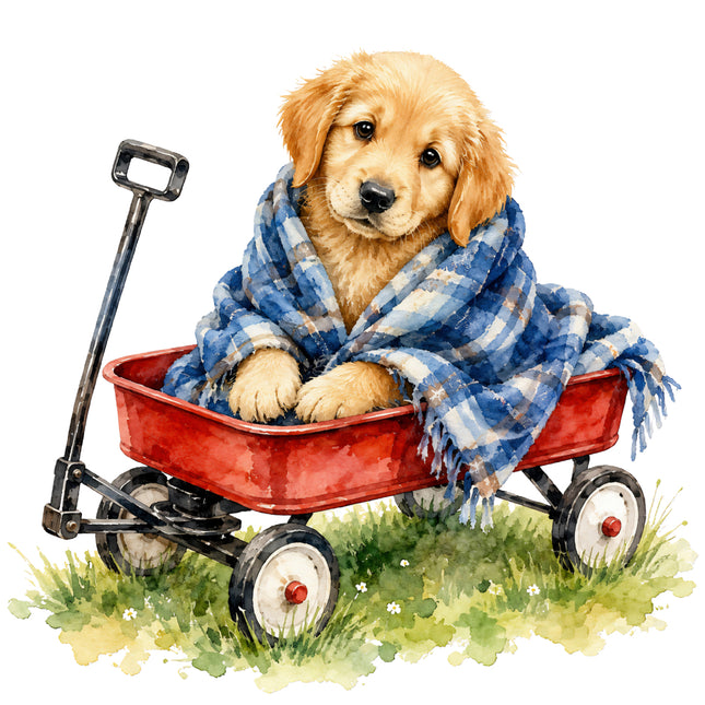 golden retriever puppy fabric panel 