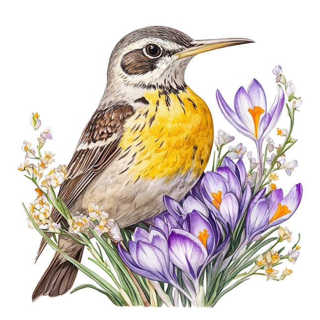 bird perched on a branch cotton quilt block