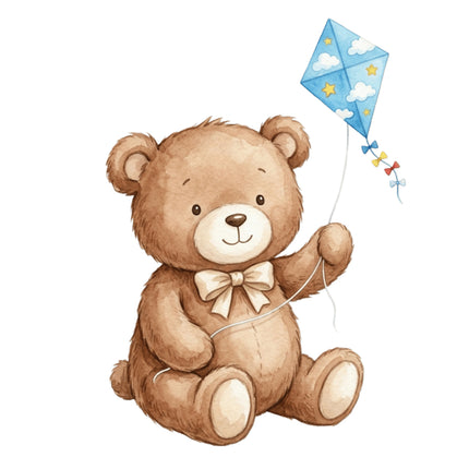 blue teddy bear fabric panel