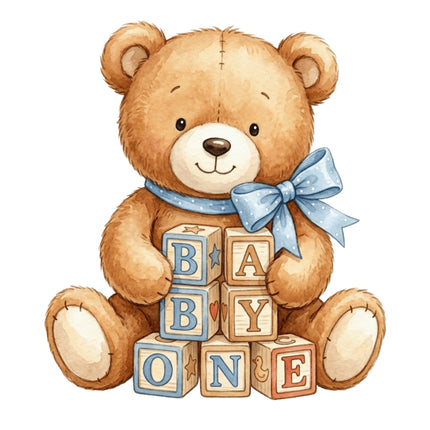 blue teddy bear fabric panel
