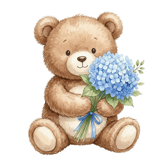 blue teddy bear fabric panel