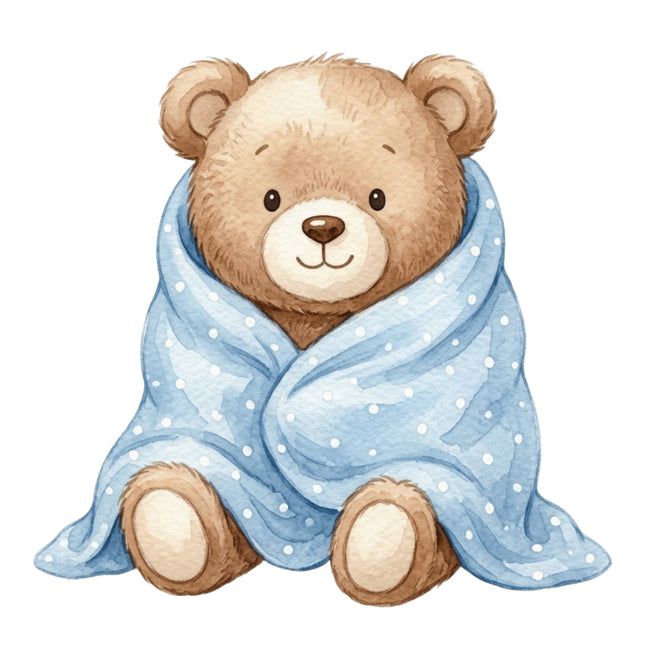 blue teddy bear fabric panel