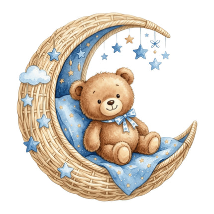 blue teddy bear fabric panel