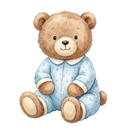 blue teddy bear fabric panel