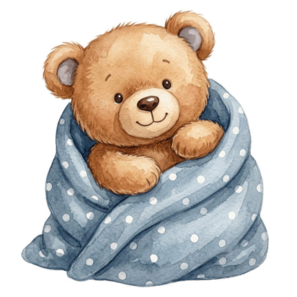 blue teddy bear fabric panel