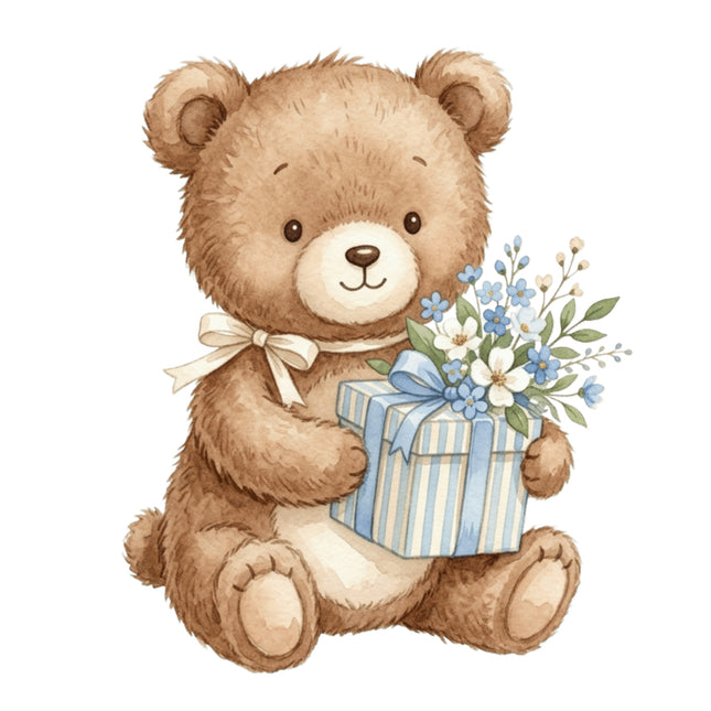 boy teddy bear fabric panel