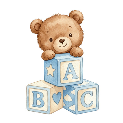 boy teddy bear quilt block