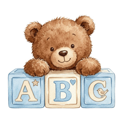 boy teddy bear fabric panel