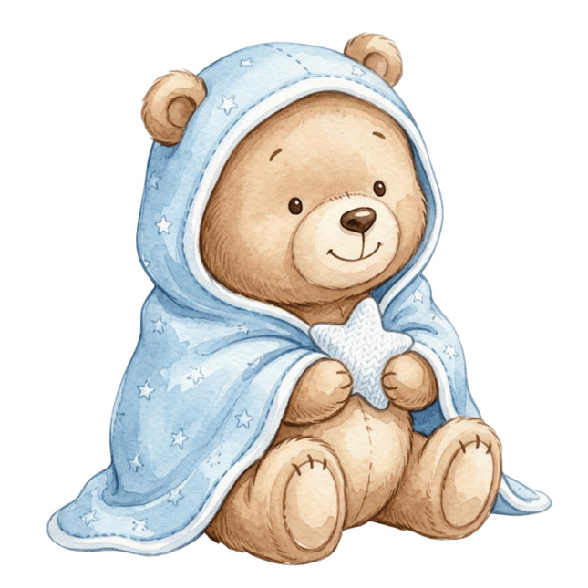 boy teddy bear fabric panel