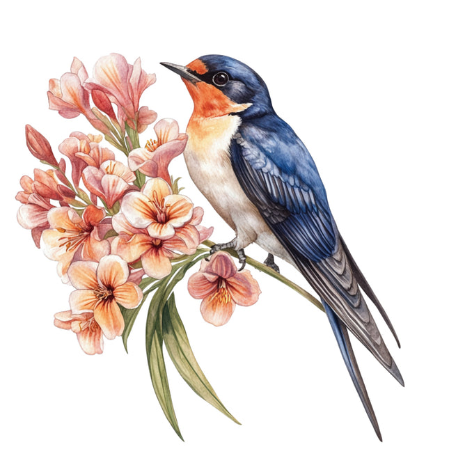 bird perched on a branch cotton quilt block
