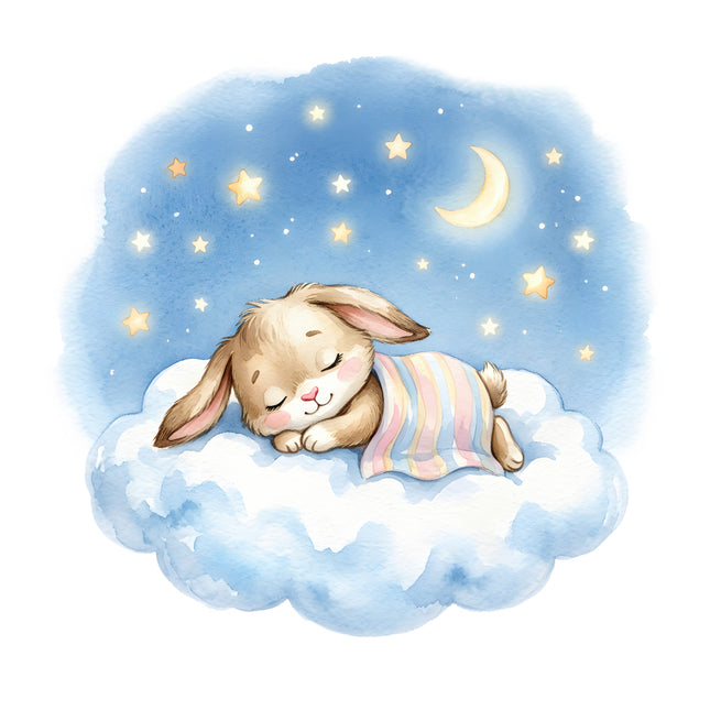rabbit under a starry sky fabric panel
