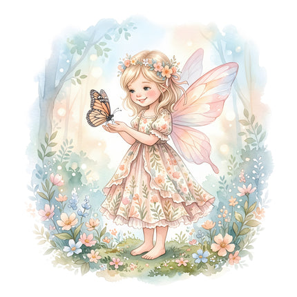 garden fairy with butterfly fabric panel