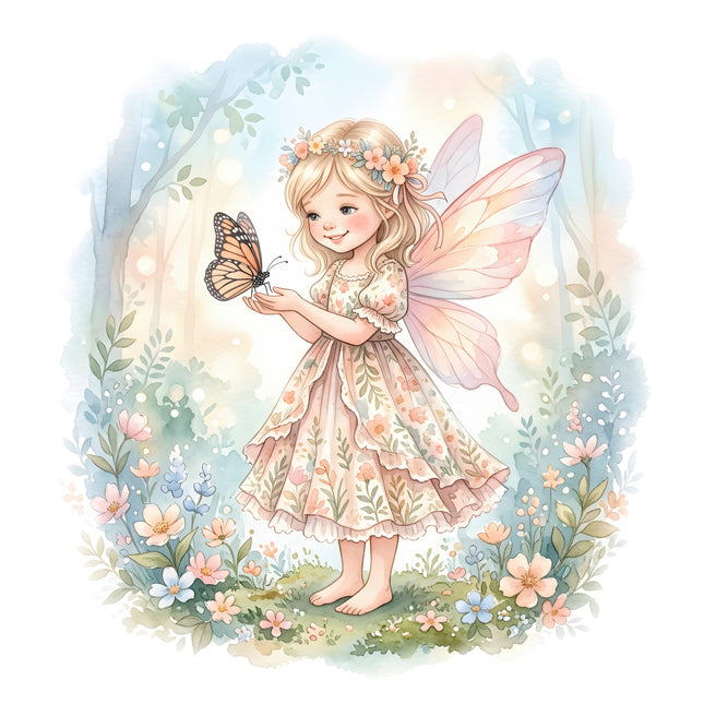garden fairy with butterfly fabric panel