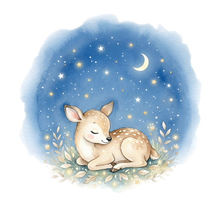 deer under a starry sky fabric panel