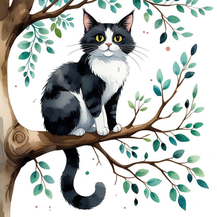 tuxedo cat cotton quilt block