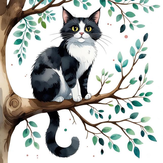 tuxedo cat cotton quilt block