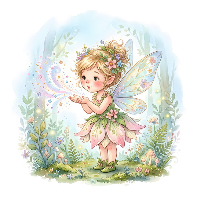 garden fairy cotton fabric panel