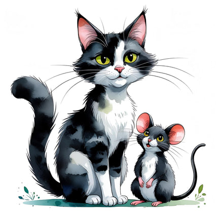 tuxedo cat cotton quilt block