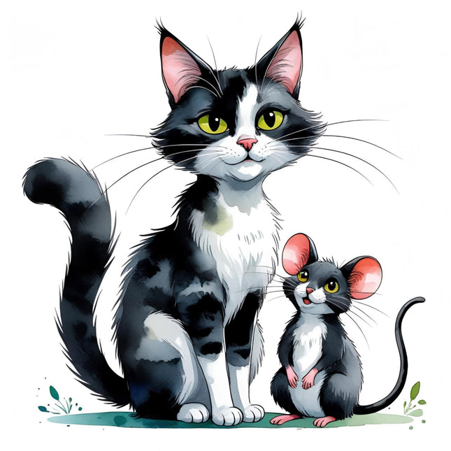 tuxedo cat cotton quilt block