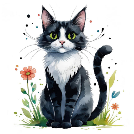 tuxedo cat cotton fabric panel