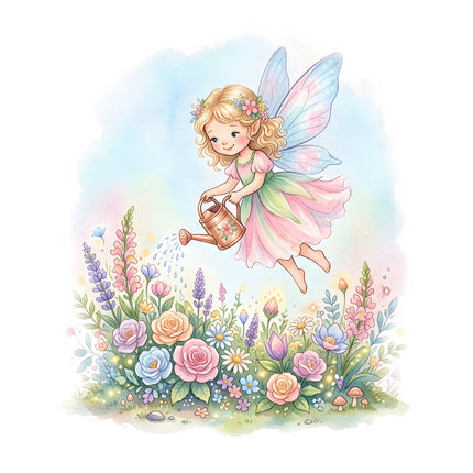 garden fairy fabric panel