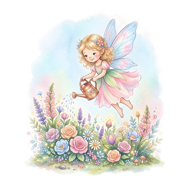garden fairy fabric panel