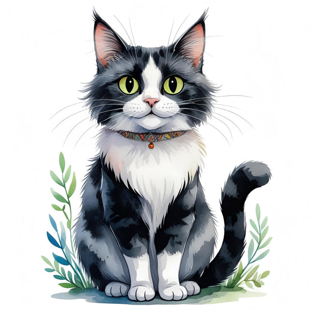 tuxedo cat cotton fabric panel