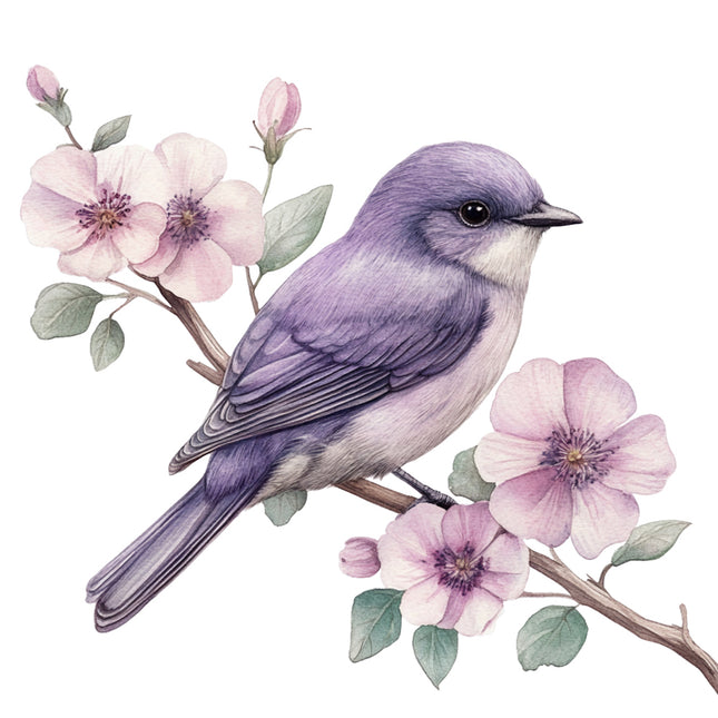 bird perched on a branch cotton quilt block