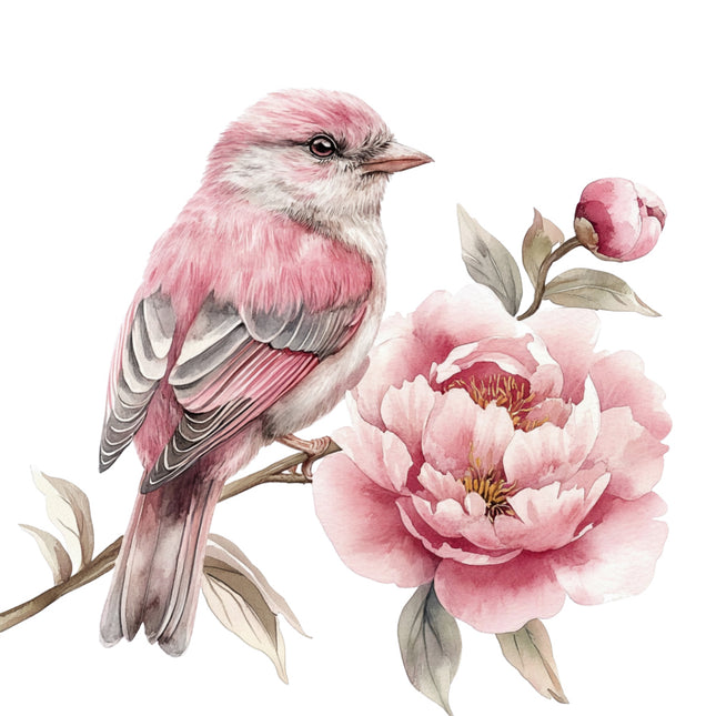 bird perched on a branch cotton quilt block