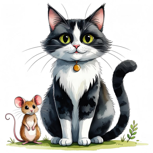 black & White tuxedo cat cotton fabric panel
