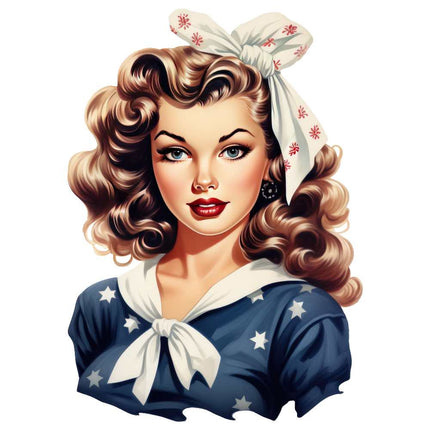 1950s style pin up girl fabric panel