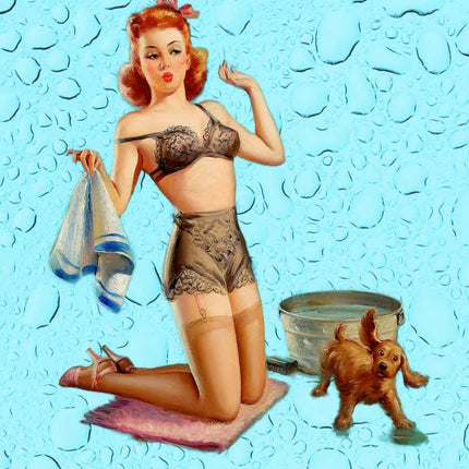 1950s style pin up girl quilt block