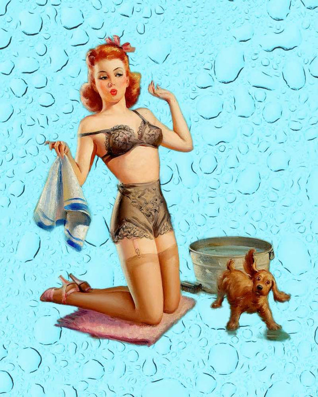 1950s style pin up girl quilt block
